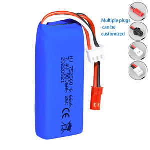 แบตเตอรี่ลิเธียมโพลิเมอร์แบบชาร์จได้ 7.4V 900mAh จากโรงงานโดยตรง สำหรับของเล่นเฮลิคอปเตอร์เด็ก โดรนบังคับวิทยุ และเครื่องบิน - Product Image 2