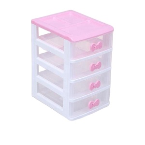 Anak-anak Gadis Plastik Meja Alat Penyimpanan Kabinet <span class=keywords><strong>4</strong></span> Kotak Laci Desktop <span class=keywords><strong>4</strong></span> Lapisan Plastik Laci Kabinet dengan Pegangan - Product Image 1