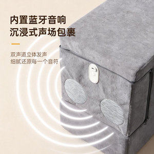 Coussin d'accoudoir de canapé Bluetooth carré gris clair avec rangement, rembourrage en mousse, tissu lin couleur unie - Product Image 1
