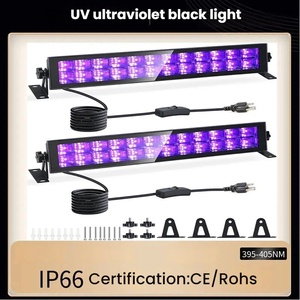 Lampe LED UV 395nm violette pour éclairage mural, projecteur noir, bande longue violette, Halloween, hanté, 48W, double rangée ultraviolette - Product Image 4