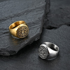SIPURIS Seven Archangels Seal Ring - Stainless Steel Adjustable Signet Ring, Kabbalah Amulet