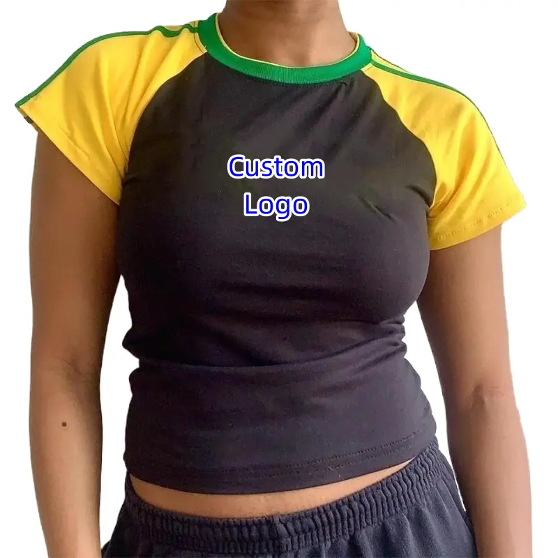 ब्राज़ील फ़ुटबॉल जर्सी राष्ट्रीय टीम फैन क्लब नंबर 10 प्रिंट स्ट्रीट फ़िट NA48 क्रॉप टॉप महिला फ़ुटबॉल टी-शर्ट