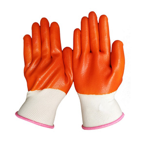 Gants Longlida en gaze blanche et PVC orange, pleine couche, taille 10 L, résistants aux produits chimiques, aux huiles, aux acides et aux alcalis, épais et extra larges - Product Image 1