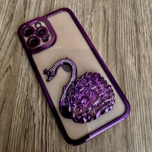 Étuis de téléphone portable de luxe en galvanoplastie transparente à paillettes Quicksand Swan pour étuis iPhone 15 Pro Max - Product Image 1