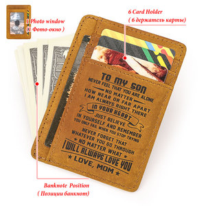 Porte-cartes de crédit RFID portefeuille de cartes d'identité en cuir <span class=keywords><strong>Crazy</strong></span> Horse mince avec souhaits de papa/maman pour fils poche avant minimaliste - Product Image 3