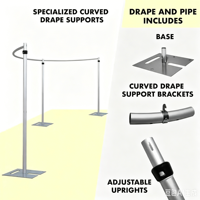 Tige de support de draperie incurvée en demi-cercle de 10 pieds, spécialement conçue pour la décoration d'arches d'événements et de fêtes