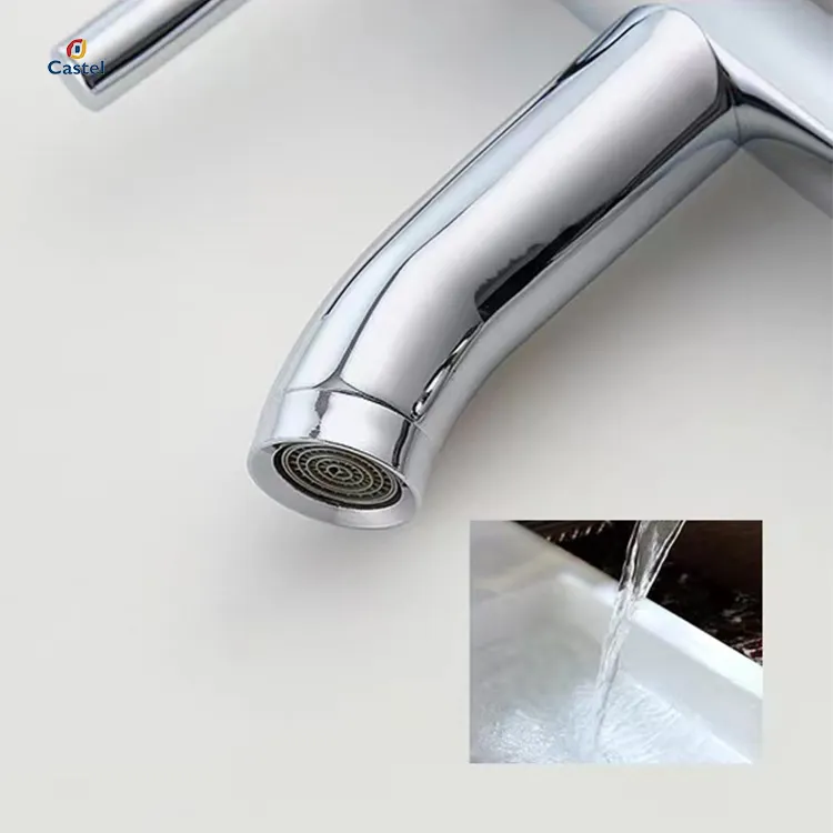 Robinet de salle de bain monotrou chromé, mitigeur de lavabo de salle de bain en acier, mitigeur de lavabo de salle de bain monotrou