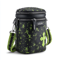 Tas Mini Bucket Pola Starburst Unik Tas Selempang Cetak Grafiti Keren Tas Bucket Kulit Imitasi Gothic Punk