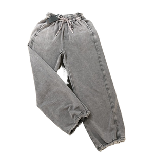 Oem <b>Wholesale</b> Custom Washable Cotton Skinny <b>Sweatpants</b> Logo <b>Sweatpants</b> Sun Faded Vintage Stacked Acid Wash <b>Flare</b> <b>Sweatpants</b> - Product Image 1