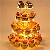 Geburtstag Hochzeits feier Square LED Light String Klarer Acryl Cupcake Display Stand 4 Ebenen Cupcake Display Stand