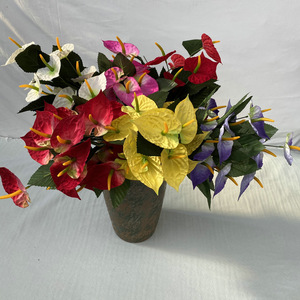 Bouquet d'Anthurium Artificiel Yiyi Flowers, 18 Têtes, Rouge, Blanc, Orange, Décoration de Table pour Mariage en Intérieur - Product Image 4