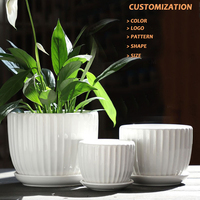 Ensemble de décoration unique pour la maison et le jardin, lot de 3 pots à fleurs en céramique et en porcelaine, jardinière pour plantes succulentes - Durable et écologique