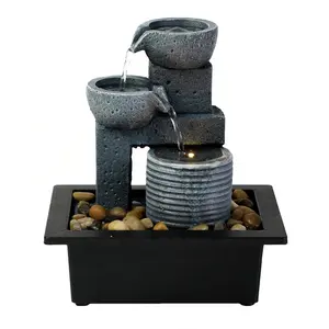 Mini fontaine à eau décorative, mini pierres de jardin, pour l'intérieur, avec boule rotative