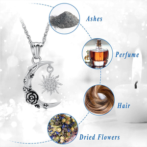 Kremasyon takı hilal ay ve güneş gül <span class=keywords><strong>Ashes</strong></span> kolyeler kadınlar için erkekler anıt insan külleri kolye - Product Image 4