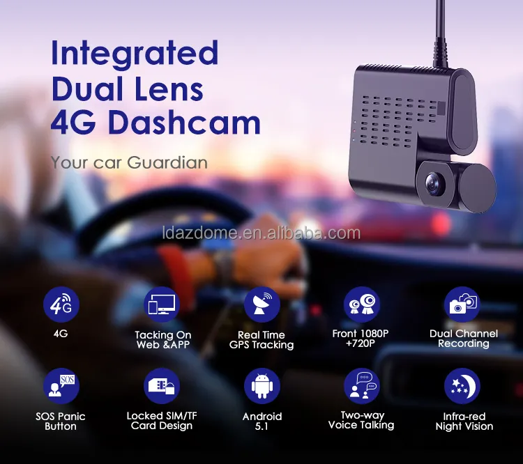 AZDOME C9 Pro4GドライビングレコーダーGPSカーデュアルダッシュカム2カメラ1080PDVRカメラユニバーサルダッシュカムカムコーダー
