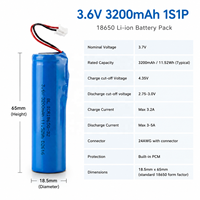 Pack de batteries cylindriques au lithium rechargeables 1S1P personnalisé 2000mAh~3500mAh Connecteurs XH2.54 3P 3.6V 3200mAh Pack de batteries 18650
