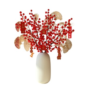 Capodanno Bouquet decorativo di frutta rossa e fiori per soggiorno e tavolo da pranzo disposizione della fortuna di fine anno - Product Image 5