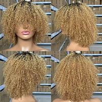 Nouvelles Perruques Courtes Pixie Frisées en Cheveux Humains Naturels Brésilien Bruts Pré-Pluqués Faits à la Machine pour Femmes Noires