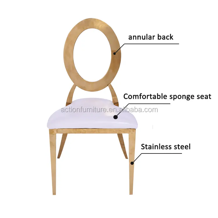 ダイニングチェア高級モダンメタル脚デザインラウンドバックステンレススチールウェディングチェア
