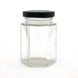 ขวดแก้วทรงหกเหลี่ยมสำหรับบรรจุแยม ซอสพริก ผักดอง ถั่ว พร้อมฝาเกลียวและสติกเกอร์ ขายส่ง - Product Image 3