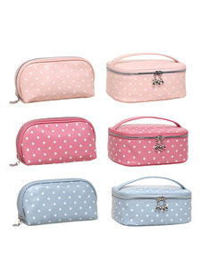 Bolsa de Maquillaje Personalizada con Diseño de Macaron y Puntos de Colores, Bolsa de Viaje para Brochas de Maquillaje y Almacenamiento de Cosméticos - Product Image 6