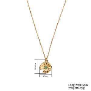 <span class=keywords><strong>Ciondolo</strong></span> <span class=keywords><strong>Margherita</strong></span> in Stile Palazzo per Donna, Fiore Retrò Girasole con Zirconi, Acciaio Inossidabile Placcato Oro Vero, Lusso Leggero - Product Image 5