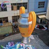 Modèle de trophée gonflable géant argenté et jaune pour l'anniversaire de l'entreprise et la promotion d'événements d'entreprise