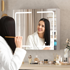 <span class=keywords><strong>Armoire</strong></span> <span class=keywords><strong>à</strong></span> <span class=keywords><strong>pharmacie</strong></span> de salle de bain <span class=keywords><strong>à</strong></span> lumière LED <span class=keywords><strong>à</strong></span> double porte avec miroir - Product Image 4
