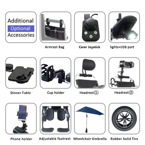 Fauteuil roulant électrique léger motorisé KSM-601L avec joystick, écran LCD, commande vocale, pliable, portable, tout-terrain, structure nid d'abeille - Product Image 5