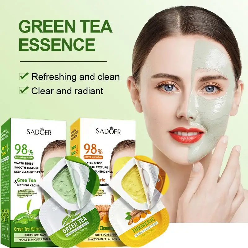 OEM SADOER Etiqueta Privada té verde zanahoria cuidado de la piel orgánica blanqueamiento máscara de barro hidratante Limpieza de poros cuidado facial máscara facial