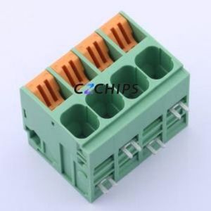 KF207RA-10.16-4P Spring Terminal Block Bent Lead Through Hole,P=10.16mm Connector 1x4P 10.16mm Green 4P - Product Image 1