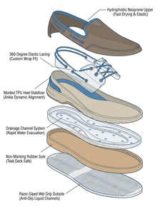 Chaussures de <span class=keywords><strong>bateau</strong></span> hybrides personnalisées pour hommes, en cuir véritable hydrophobe, avec lacets 360° et semelle en caoutchouc antidérapante EVA - Product Image 2