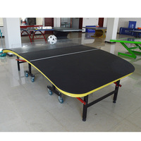 Table d'entraînement de football/soccer C-TOP ZT-S0L, portable, pliable, avec roulettes, en MDF/WPC, 3000x1500x760MM, noir/jaune