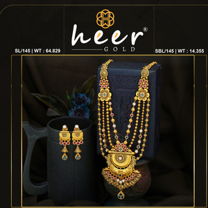 Conjunto de collar nupcial tradicional de oro con aretes, joyería india de boda, conjunto largo de diseño Haram - Product Image 2