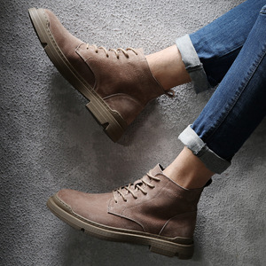 Botas Martin para hombre, de media caña, de cuero, con cordones, punta redonda, botas de trabajo para todas las estaciones, estilo Chukka - Product Image 2