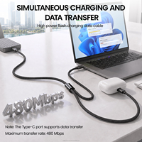 Kabel Pengisi Daya B36-2 Compact Portable All in One 4 in 1 60W PD dengan Pembaca Daya Real-Time, Kabel Data Berbahan Nilon Kepang untuk Perjalanan Luar Ruangan