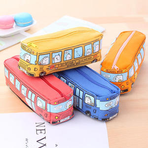 Cheap Factory Price Big Capacity School Pencil case Canvas Bag New Design Cute Bus Shape <strong>Pen</strong> <strong>Pouch</strong> for Elementary Student - Product Image 3