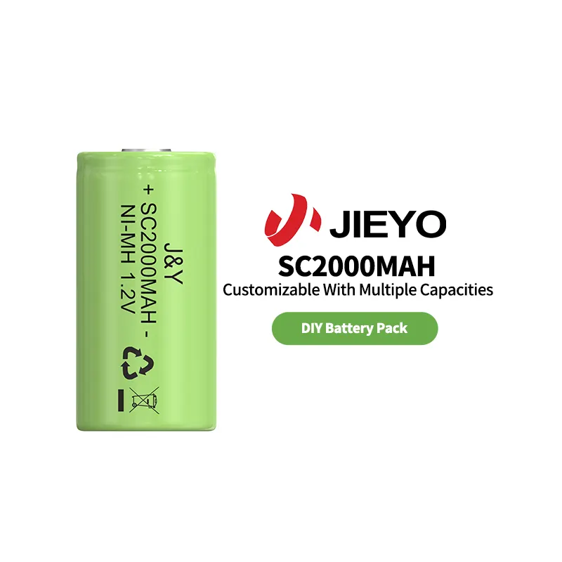 Jieyo baterai NIMH ukuran 1.2V SC 2000mAh baterai silinder isi ulang Ni-MH sel untuk mainan