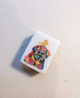 Jeu de Mahjong Américain Peint à la Main avec Motifs Canins Colorés, 160 Tuiles en Acrylique Écologique, Thème Amoureux des Animaux, Jeu Complet pour 4 Joueurs