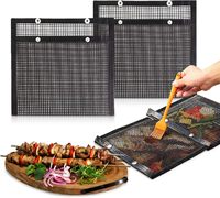 Sacs et tapis de cuisson grillés réutilisables antiadhésifs en maille pour barbecue (noir/doré, tailles personnalisables) - Stock disponible