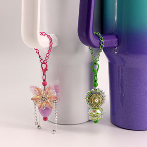 Beadable Tumbler Paille Pendentif Tasse Décor Accessoire Charmes Rustless Beadable Silicone Tumbler Bijoux Chaîne Bar pour Dame Cadeau - Product Image 5