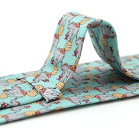 Cravate en soie personnalisée imprimée sur mesure, motif éléphant, design original, couleur turquoise, 8 cm, pour homme, vente en gros Chine
