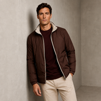 Veste matelassée réversible pour homme, rembourrée de coton, col montant, coupe-vent, polyester, élasthanne, légère, vêtements décontractés pour l'extérieur