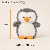 Peluche pingouin super douce en fourrure bouclée courte, 20 cm, rembourrée en coton PP, pour boutique de cadeaux et vente au détail