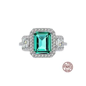 Benutzer definierte 925 Sterling Silber Hochzeit Western Fine Schmuck Ring Edelstein Versprechen Bling Bling Smaragd Vintage Verlobung Big Stone Ringe - Product Image 1