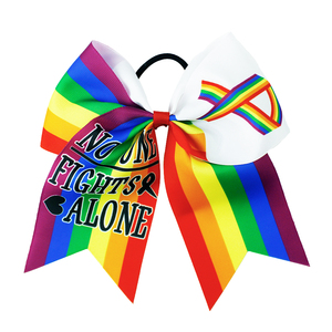 8 pouces <span class=keywords><strong>pas</strong></span> <span class=keywords><strong>cher</strong></span> ruban rose Cheerleading arcs bandeau pour les filles et les femmes SIDA jour sensibilisation cheveux cravate Cheer Bows - Product Image 3