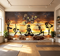 Papier peint mural 3D personnalisé avec silhouette de yoga au coucher du soleil, vue sur la plage et la mer, décoration murale pour salle de sport, studio, chambre, spa, intérieur de la maison