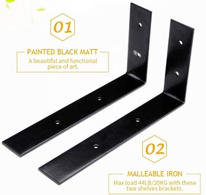 Staffa di mensola 8 Pollici Nero L Angolo di Supporto Heavy Duty Industrial Rustico Galleggiante Decor Cast di Ferro Acciaio Inox Mensola A Muro <span class=keywords><strong>Staffe</strong></span> metallo - Product Image 3