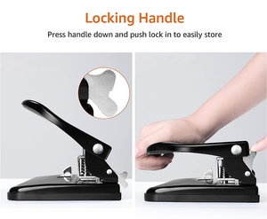 Perforadora de 3 agujeros semiajustable de capacidad de 30 hojas, perforadora de papel de Metal <span class=keywords><strong>Rectangular</strong></span> - Product Image 3