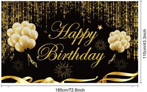 แบนเนอร์ฉากหลังงานวันเกิด ป้ายผ้าขนาดใหญ่ ล้างทำความสะอาดได้ ประดับกลิตเตอร์ สำหรับงานฉลองวันเกิดครบรอบ 30 40 50 60 70 80 ปี - Product Image 2